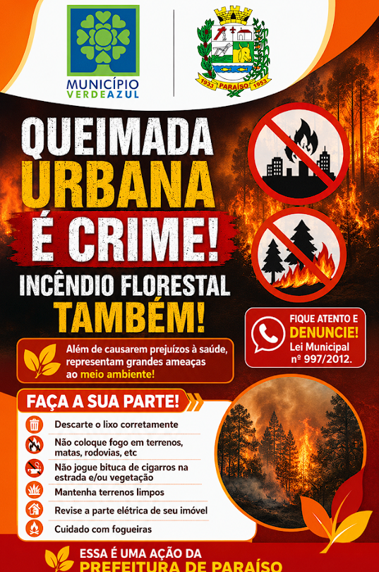 Prefeitura de Paraíso realiza Ações de Educação Ambiental sobre Queimadas.